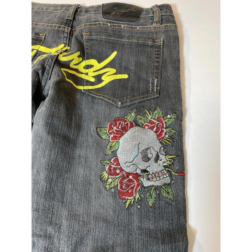 Women's Ed Hardy Jeans By Christ Audigier Embroidered Front & Back #114182 Sz30 - Picture 11 of 12